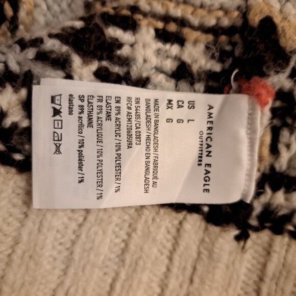 American Eagle Oversized Cozy Cream Fair Isle Grandpa Cardigan Sz Lg - Picture 9 of 11